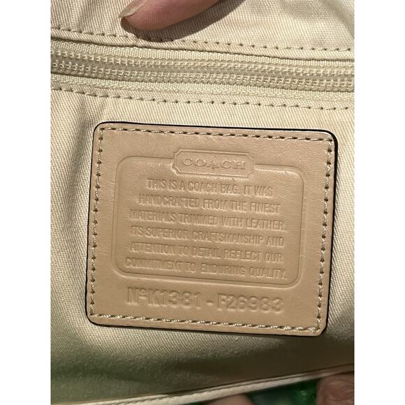 Coach zebra print Beige and White Tote Bag W 19", H 12", D 6". 1381 - Picture 6 of 7